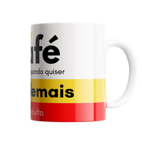 Caneca Panorâmica Criativa Simples Branco Amarelo e Vermelho