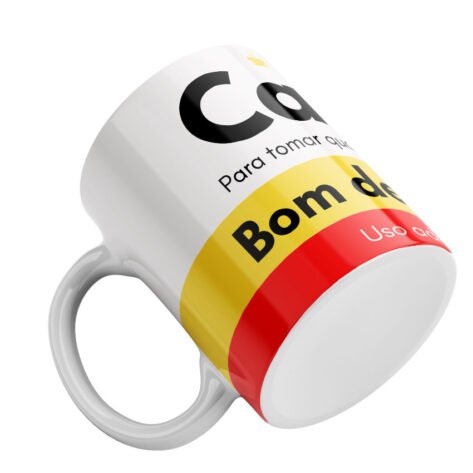 Caneca Panorâmica Criativa Simples Branco Amarelo e Vermelho