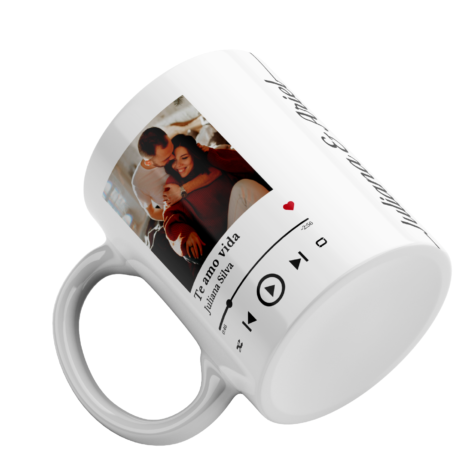Caneca com foto e musica