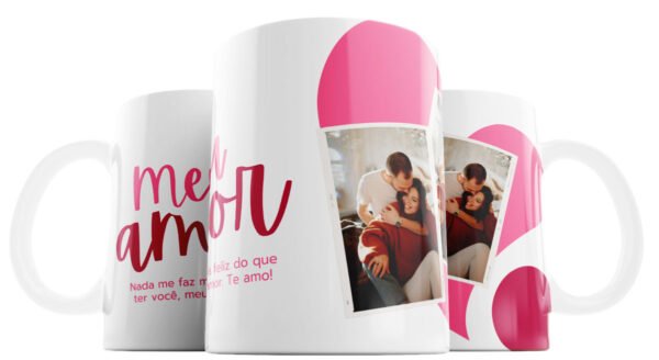 Caneca Dia dos Namorados Simples - Rosa e Vermelho