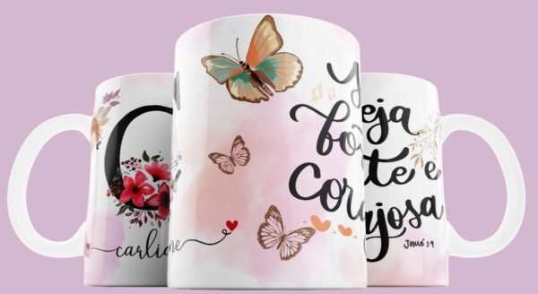 Caneca Letra Floral Personalizada - Josué 1:9 🌸☕✨ - Image 2