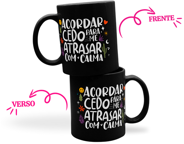 caneca preta com frase
