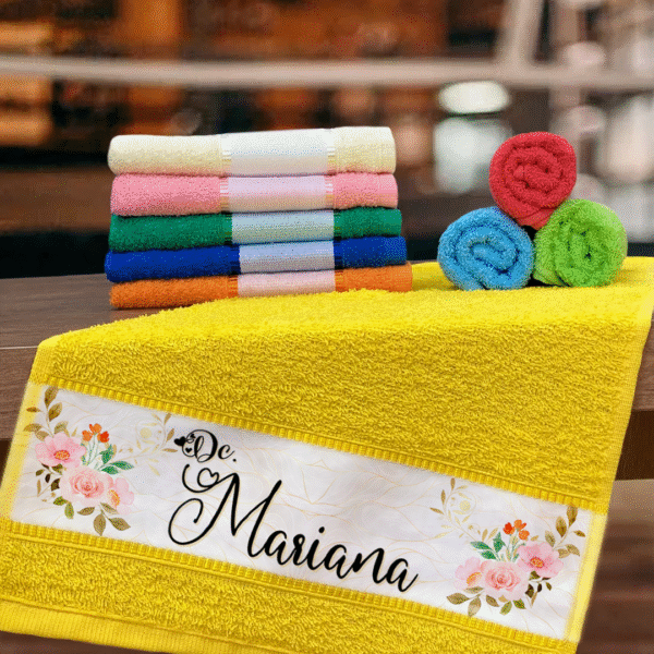 Kit de Toalhas Lavabo Plus Evangélicas Personalizadas Floral com Nome - Image 2